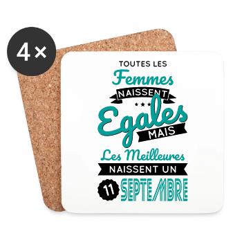 Anniversaire - Meilleures naissent 11 Septembre - Dessous de verre (lot de 4) - blanc - Devant