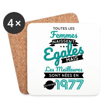 Anniversaire 45 ans - Meilleures Novembre 1977 - Dessous de verre (lot de 4) - blanc - Devant