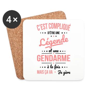 Compliqué d'être une légende et une gendarme - Dessous de verre (lot de 4) - blanc - Devant