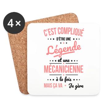 Compliqué d'être une légende et une mécanicienne - Dessous de verre (lot de 4) - blanc - Devant