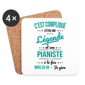 Compliqué d'être une légende et une pianiste - Dessous de verre (lot de 4) - blanc - Devant