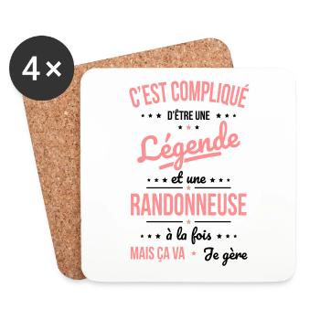 Compliqué d'être une légende et une randonneuse - Dessous de verre (lot de 4) - blanc - Devant