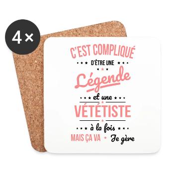 Compliqué d'être une légende et une vététiste - Dessous de verre (lot de 4) - blanc - Devant