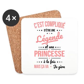 Compliqué d'être une légende et une princesse - Dessous de verre (lot de 4) - blanc - Devant