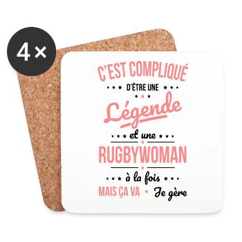 Compliqué d'être une légende et une rugbywoman - Dessous de verre (lot de 4) - blanc - Devant
