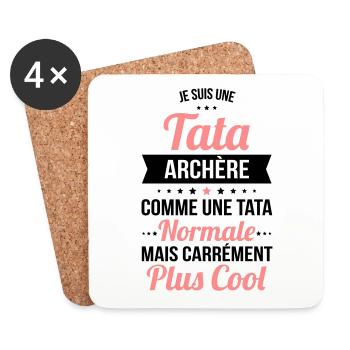 Tata archère comme une tata normale plus cool - Dessous de verre (lot de 4) - blanc - Devant