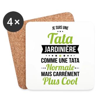 Tata jardinière comme une tata normale plus cool - Dessous de verre (lot de 4) - blanc - Devant