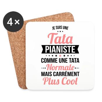 Tata pianiste comme une tata normale plus cool - Dessous de verre (lot de 4) - blanc - Devant