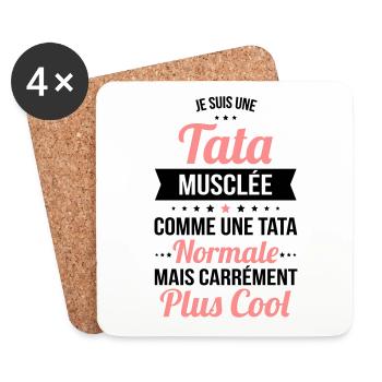 Tata musclée comme une tata normale plus cool - Dessous de verre (lot de 4) - blanc - Devant