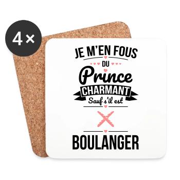 Fous du prince charmant sauf s'il est boulanger - Dessous de verre (lot de 4) - blanc - Devant