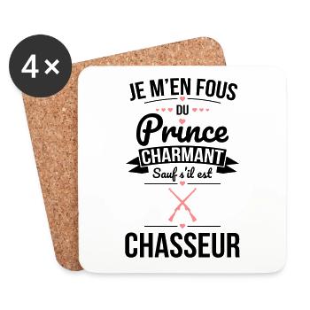 Fous du prince charmant sauf s'il est chasseur - Dessous de verre (lot de 4) - blanc - Devant