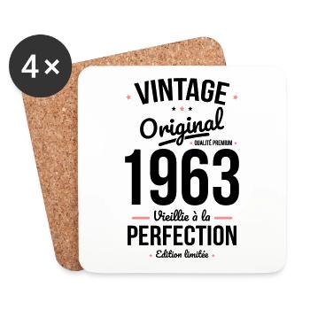 Anniversaire 60 ans - Vintage - Original - 1963 - Dessous de verre (lot de 4) - blanc - Devant