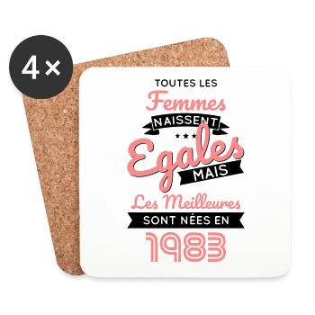 Anniversaire 40 ans - Meilleures sont nées en 1983 - Dessous de verre (lot de 4) - blanc - Devant