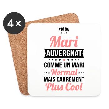 J'ai un mari Auvergnat plus cool - Dessous de verre (lot de 4) - blanc - Devant