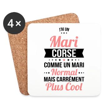 J'ai un mari Corse plus cool - Dessous de verre (lot de 4) - blanc - Devant