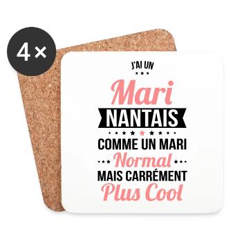 J'ai un mari Nantais plus cool - Dessous de verre (lot de 4) - blanc - Devant