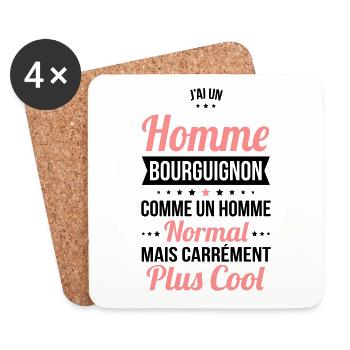 J'ai un homme Bourguignon plus cool - Dessous de verre (lot de 4) - blanc - Devant
