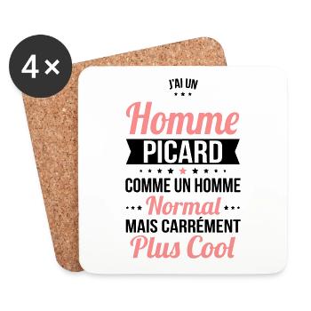J'ai un homme Picard plus cool - Dessous de verre (lot de 4) - blanc - Devant