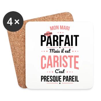 Mon mari n'est pas parfait mais il est cariste - Dessous de verre (lot de 4) - blanc - Devant
