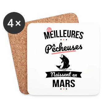 Les meilleures pêcheuses naissent en Mars - Dessous de verre (lot de 4) - blanc - Devant