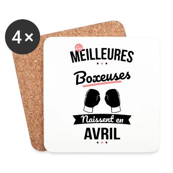Les meilleures boxeuses naissent en Avril - Dessous de verre (lot de 4) - blanc - Devant