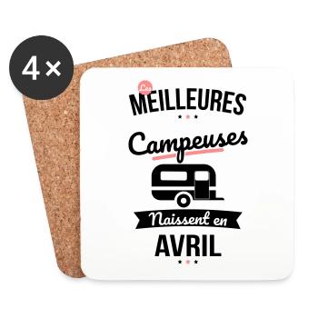 Les meilleures campeuses naissent en Avril - Dessous de verre (lot de 4) - blanc - Devant