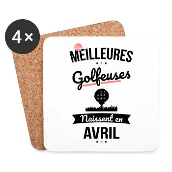 Les meilleures golfeuses naissent en Avril - Dessous de verre (lot de 4) - blanc - Devant