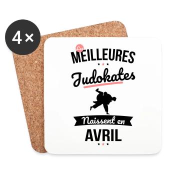 Les meilleures judokates naissent en Avril - Dessous de verre (lot de 4) - blanc - Devant