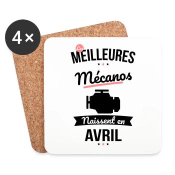 Les meilleures mécanos naissent en Avril - Dessous de verre (lot de 4) - blanc - Devant