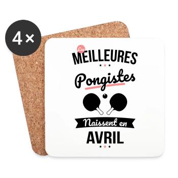 Les meilleures pongistes naissent en Avril - Dessous de verre (lot de 4) - blanc - Devant