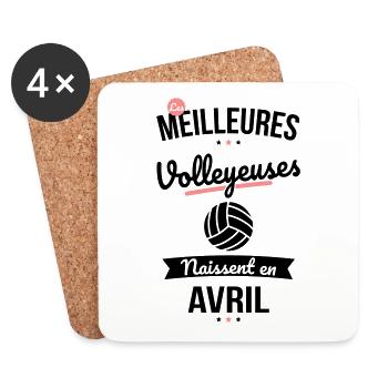 Les meilleures volleyeuses naissent en Avril - Dessous de verre (lot de 4) - blanc - Devant