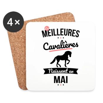 Les meilleures cavalières naissent en Mai - Dessous de verre (lot de 4) - blanc - Devant