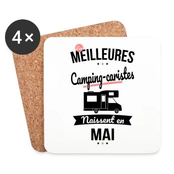 Les meilleures camping-caristes naissent en Mai - Dessous de verre (lot de 4) - blanc - Devant