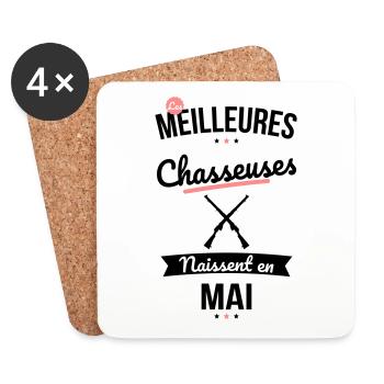 Les meilleures chasseuses naissent en Mai - Dessous de verre (lot de 4) - blanc - Devant