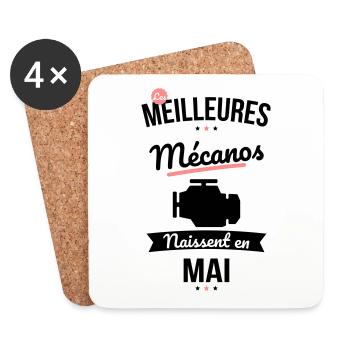 Les meilleures mécanos naissent en Mai - Dessous de verre (lot de 4) - blanc - Devant