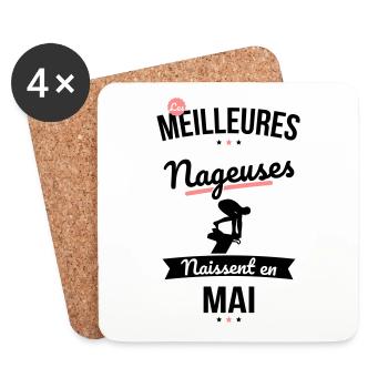 Les meilleures nageuses naissent en Mai - Dessous de verre (lot de 4) - blanc - Devant