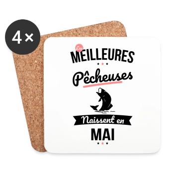 Les meilleures pêcheuses naissent en Mai - Dessous de verre (lot de 4) - blanc - Devant