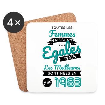Anniversaire 40 ans - Meilleures nées Juin 1983 - Dessous de verre (lot de 4) - blanc - Devant