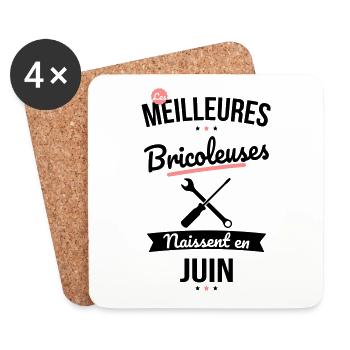 Les meilleures bricoleuses naissent en Juin - Dessous de verre (lot de 4) - blanc - Devant