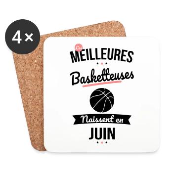 Les meilleures basketteuses naissent en Juin - Dessous de verre (lot de 4) - blanc - Devant