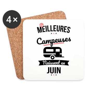 Les meilleures campeuses naissent en Juin - Dessous de verre (lot de 4) - blanc - Devant