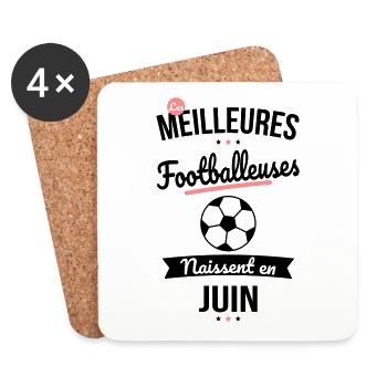 Les meilleures footballeuses naissent en Juin - Dessous de verre (lot de 4) - blanc - Devant