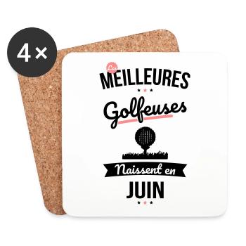 Les meilleures golfeuses naissent en Juin - Dessous de verre (lot de 4) - blanc - Devant