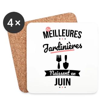 Les meilleures jardinières naissent en Juin - Dessous de verre (lot de 4) - blanc - Devant