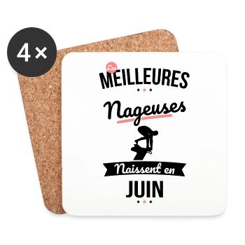 Les meilleures nageuses naissent en Juin - Dessous de verre (lot de 4) - blanc - Devant