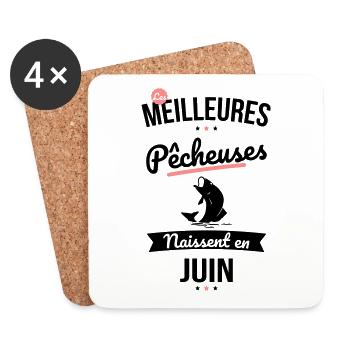 Les meilleures pêcheuses naissent en Juin - Dessous de verre (lot de 4) - blanc - Devant