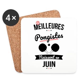 Les meilleures pongistes naissent en Juin - Dessous de verre (lot de 4) - blanc - Devant