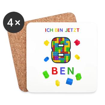 Ben ist jetzt 8 - Untersetzer (4er-Set) - Weiß - Vorne