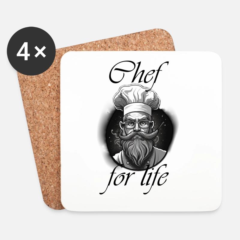 Chef à vie - Dessous de verre (lot de 4) - blanc