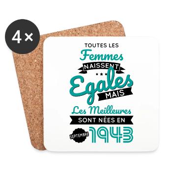 Anniversaire 81 ans - Meilleures Septembre 1943 - Dessous de verre (lot de 4) - blanc - Devant